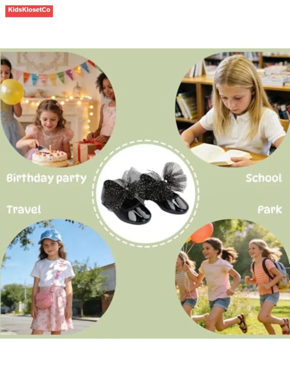 Toddler Girls Dress Shoes Tulle Bow Patent Flat Slip-On Wedding Party